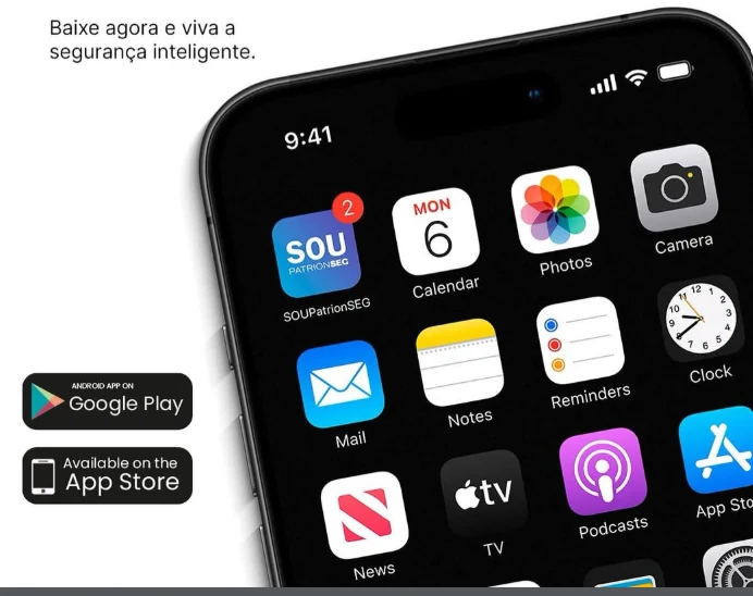 Aplicativo Sou Patrionseg disponível para Google Play e App Store